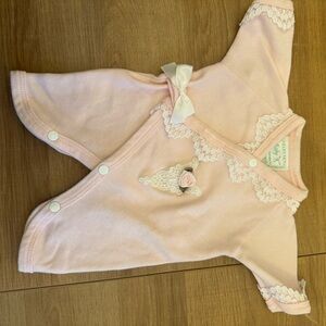Pink Baby Onesie with Lace and Bow